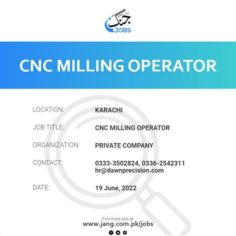 cnc machine operator jobs in karachi|Cnc Milling Machine Operator Jobs in Karachi .